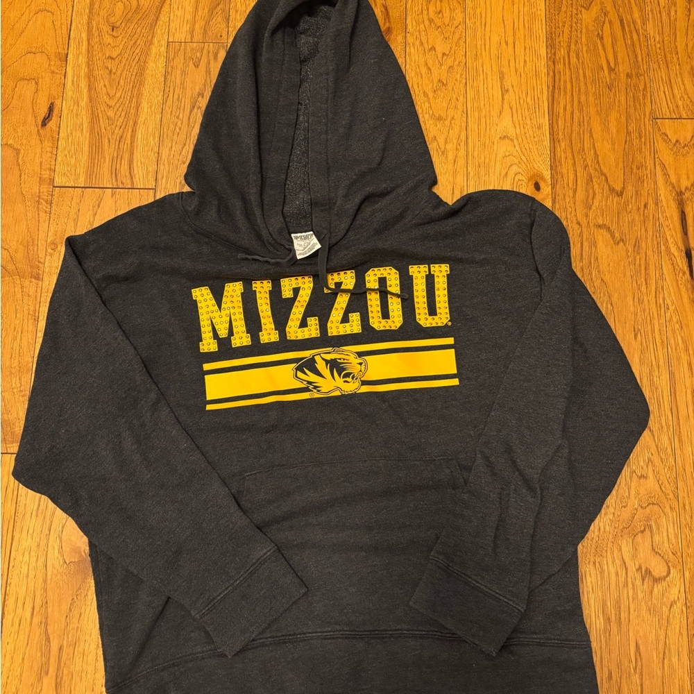 PINK Victoria's Secret Dark Gray and Yellow Mizzou Hoodie